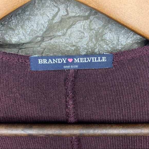 Brandy Melville Red Maroon Long Sleeve Drop Shoulder Ribbed Long Open Cardigan - Picture 7 of 12